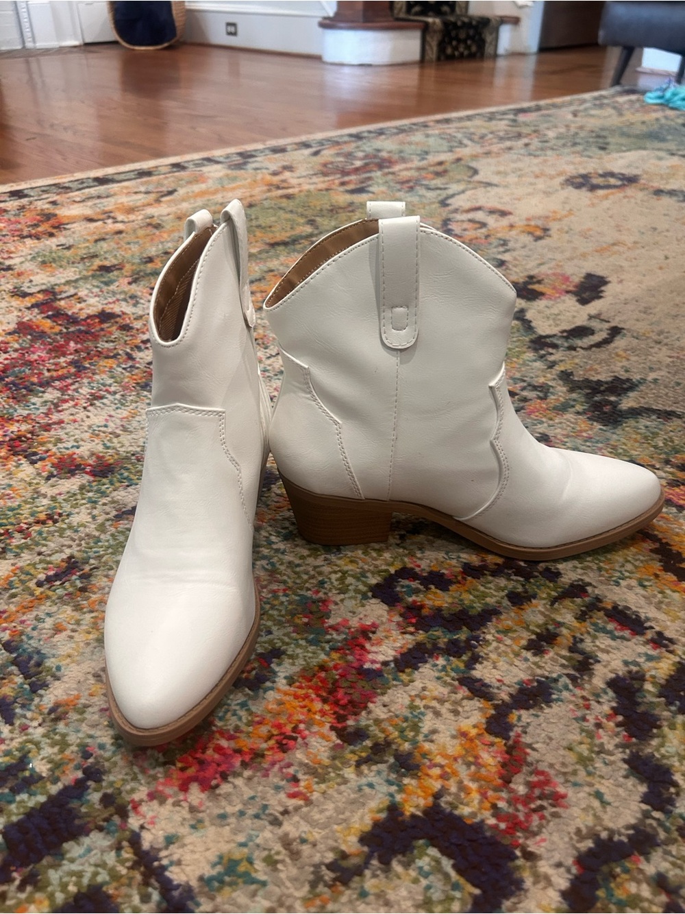 White Western-Inspired Ankle Booties